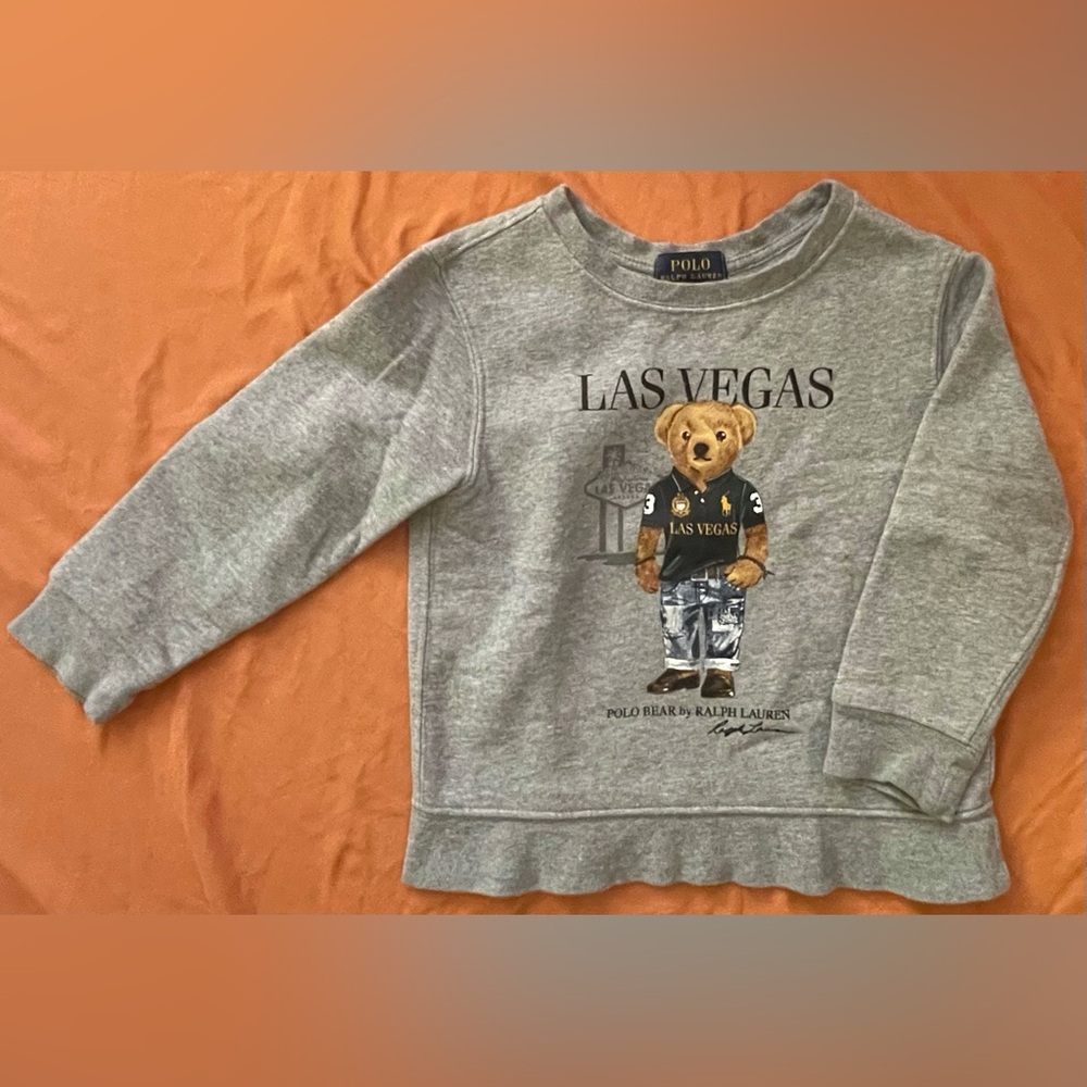 3T Polo by Ralph Lauren Kids Gray Polo Bear 'Las Vegas' Fleece Sweatshirt